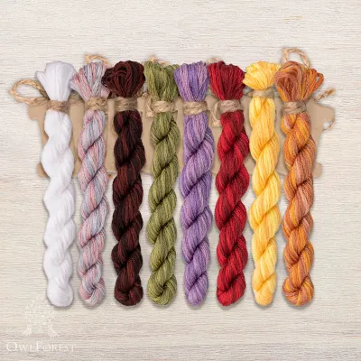 Set of OwlForest Hand-Dyed Threads for the “Summer Triptych. Tea” Chart (DMC)