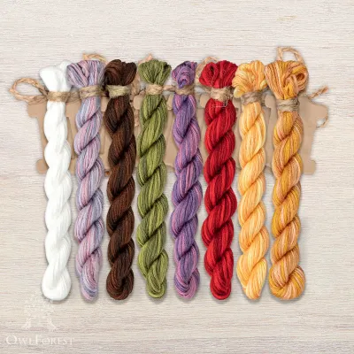 Set of OwlForest Hand-Dyed Threads for the “Summer Triptych. Tea” Chart (Thread Trade n.a. Kirov)