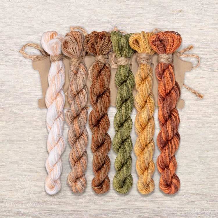 Set of OwlForest Hand-Dyed Threads for the “Pumpkin-color Autumn” Chart (DMC)