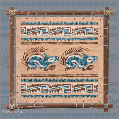 Печатная схема  для вышивания «Индейские мотивы. Белки» 3 цвета