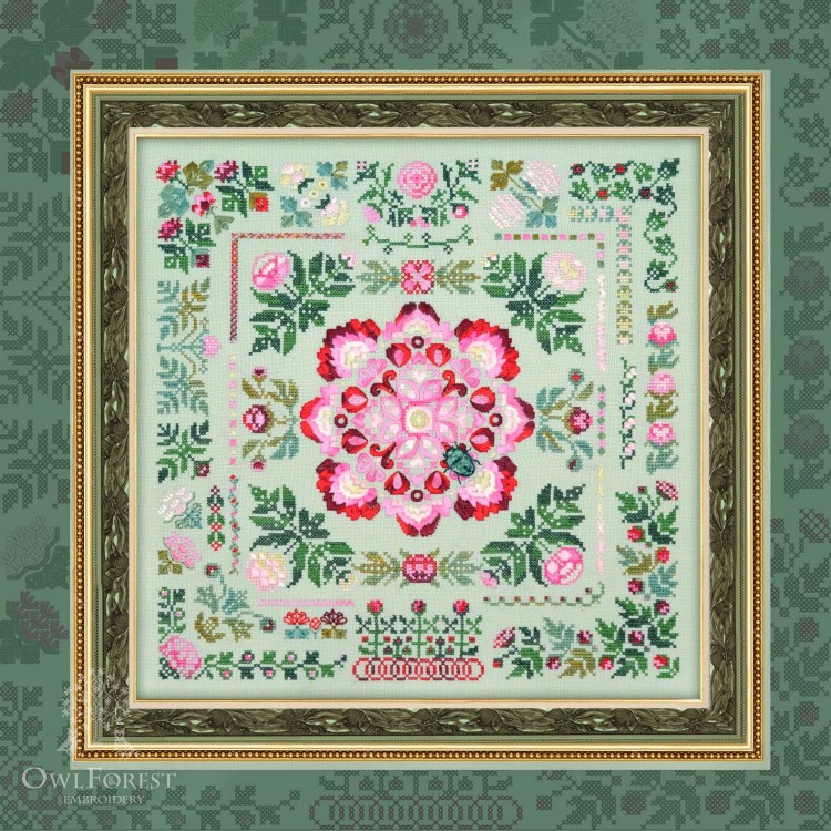 Printed embroidery chart “Showy Peony”
