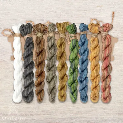 Set of OwlForest Hand-Dyed Threads for the “Chaffinches” Chart (Thread Trade n.a. Kirov)