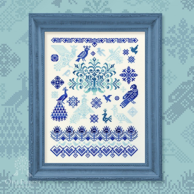 Digital embroidery chart “Bluebirds of Happiness”