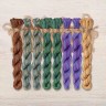 Set of OwlForest Hand-Dyed Threads for the “Amethyst Bird Night Songs” Chart (DMC)