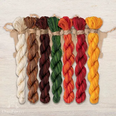 Set of OwlForest Hand-Dyed Threads for the “Gnome Studio. Decorating” Chart (DMC)