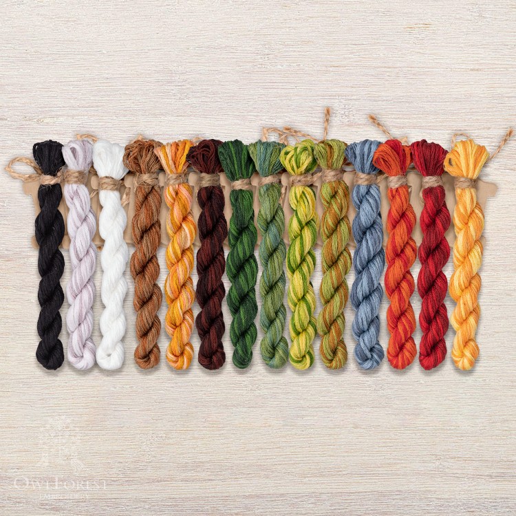 Set of OwlForest Hand-Dyed Threads for the “Enchanted Forest” Chart (DMC)