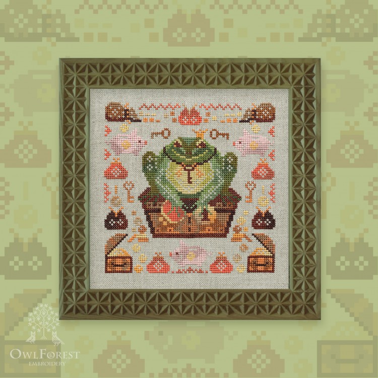Digital embroidery chart “Thrifty Toad”