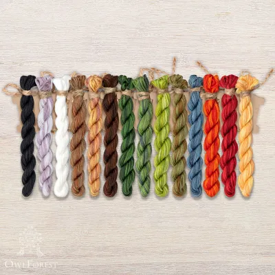 Set of OwlForest Hand-Dyed Threads for the “Enchanted Forest” Chart (Thread Trade n.a. Kirov)
