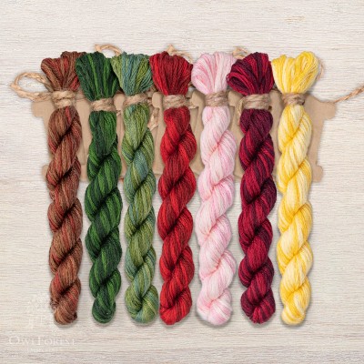 Set of OwlForest Hand-Dyed Threads for the “Cherry Summer” Chart (DMC)