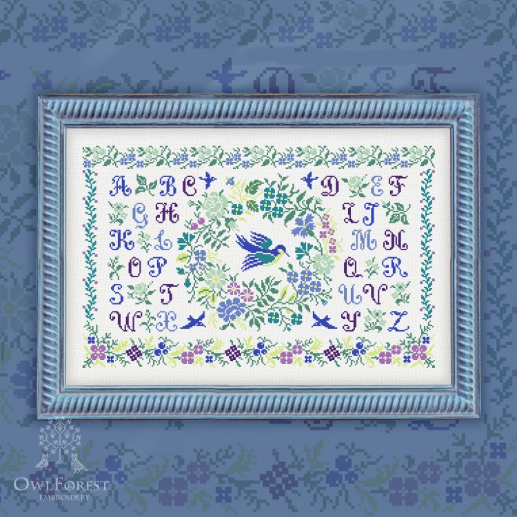Схема для вышивания «Весенняя азбука» с латинскими буквами
