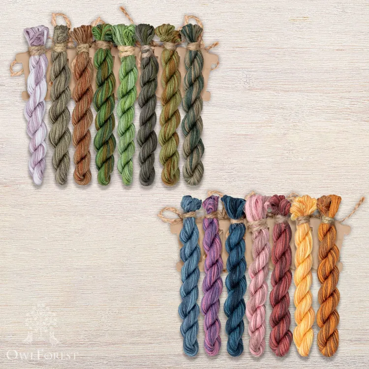 Set of OwlForest Hand-Dyed Threads for the “Bewitched Swamp” Chart (Thread Trade n.a. Kirov)
