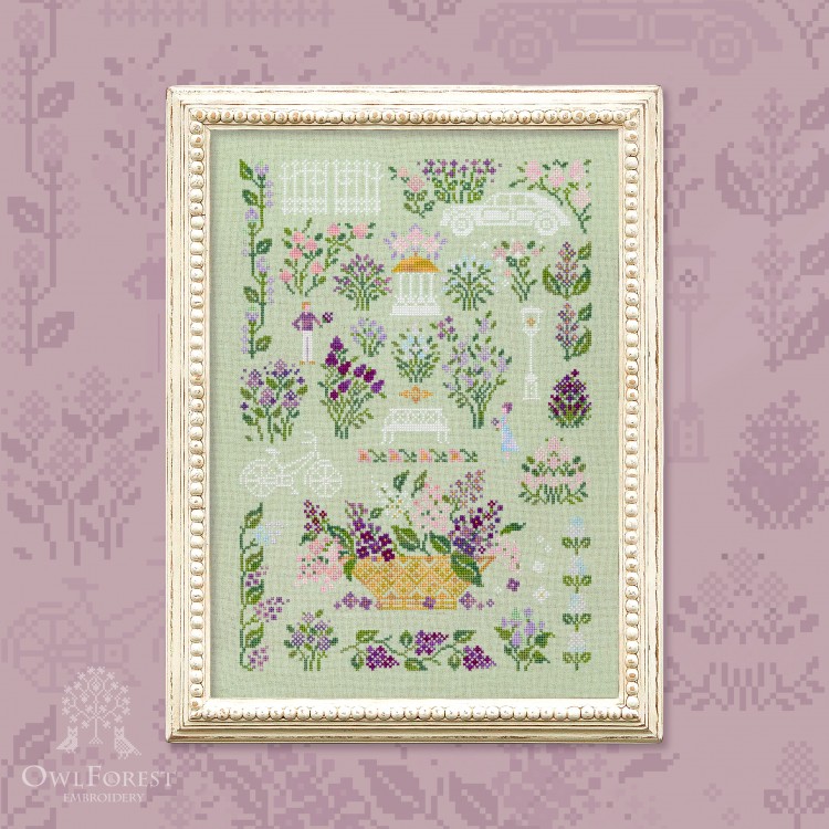 Digital embroidery chart “Lilac Garden Rendezvous”