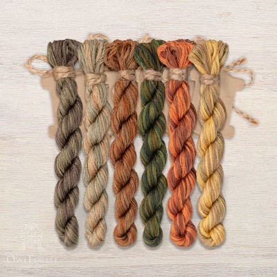 Set of OwlForest Hand-Dyed Threads for the “Snail Houses. Pumpkin” Free Chart (DMC)