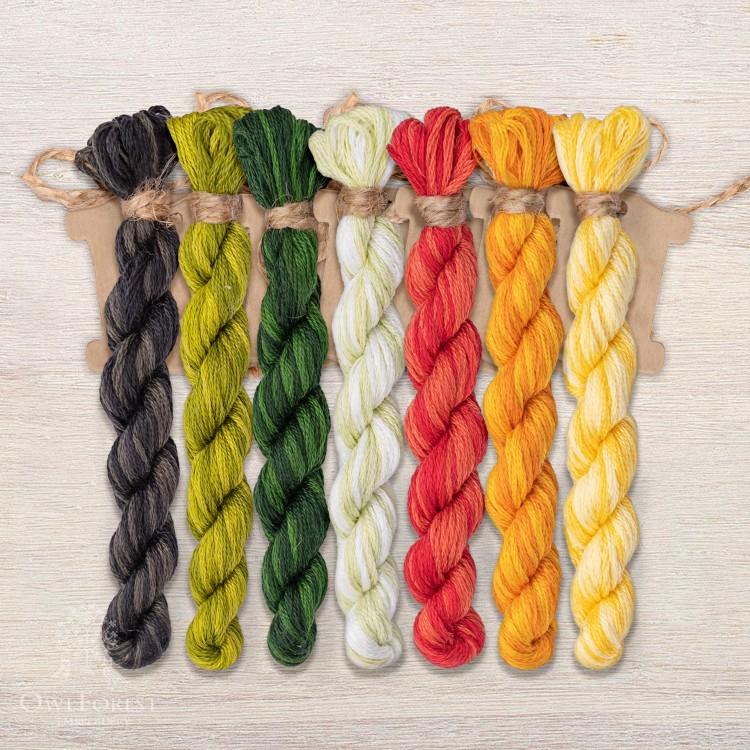 Set of OwlForest Hand-Dyed Threads for the “Watermelon Summer” Chart (DMC)