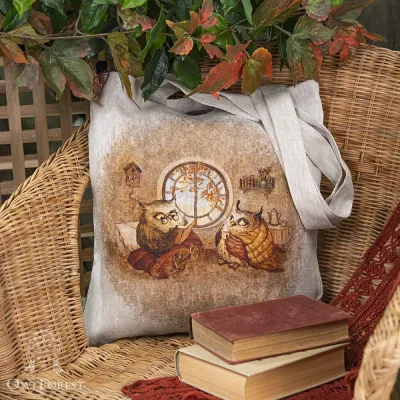 “Melancholy Time” Linen Shopping Bag 