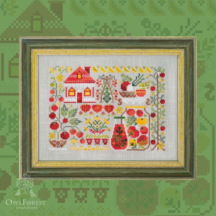Digital embroidery chart “Harvest Season. Tomatoes”